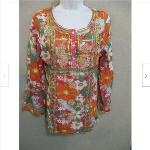 SALAD Brand Retro 60's Boho Tunic Top Size Small